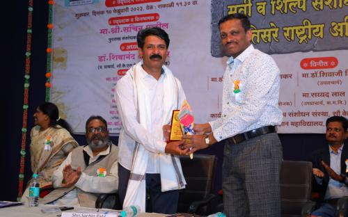 10.	Principal Dr. Shivanand Kshirsagar Sir felicitation for Key Note Speaker Dr. Sachin Patil at Tow Day’s National Conference on the topic of Icons, Sculpture, Temple and Architecture on11th February 2023.